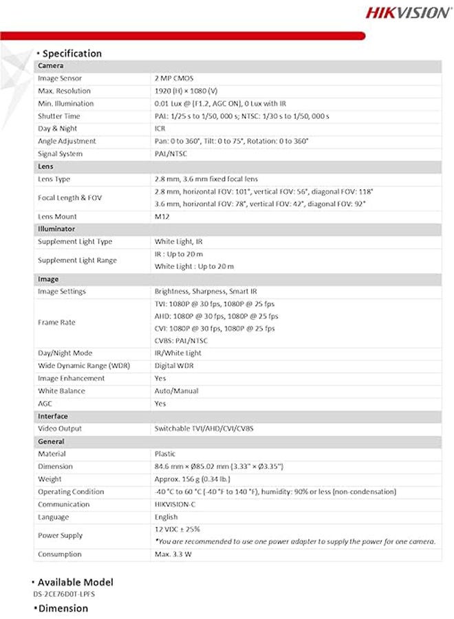 HIKVISION Dual Light Audio Fixed Turret Camera 2.8-3.6 mm  - Image 3