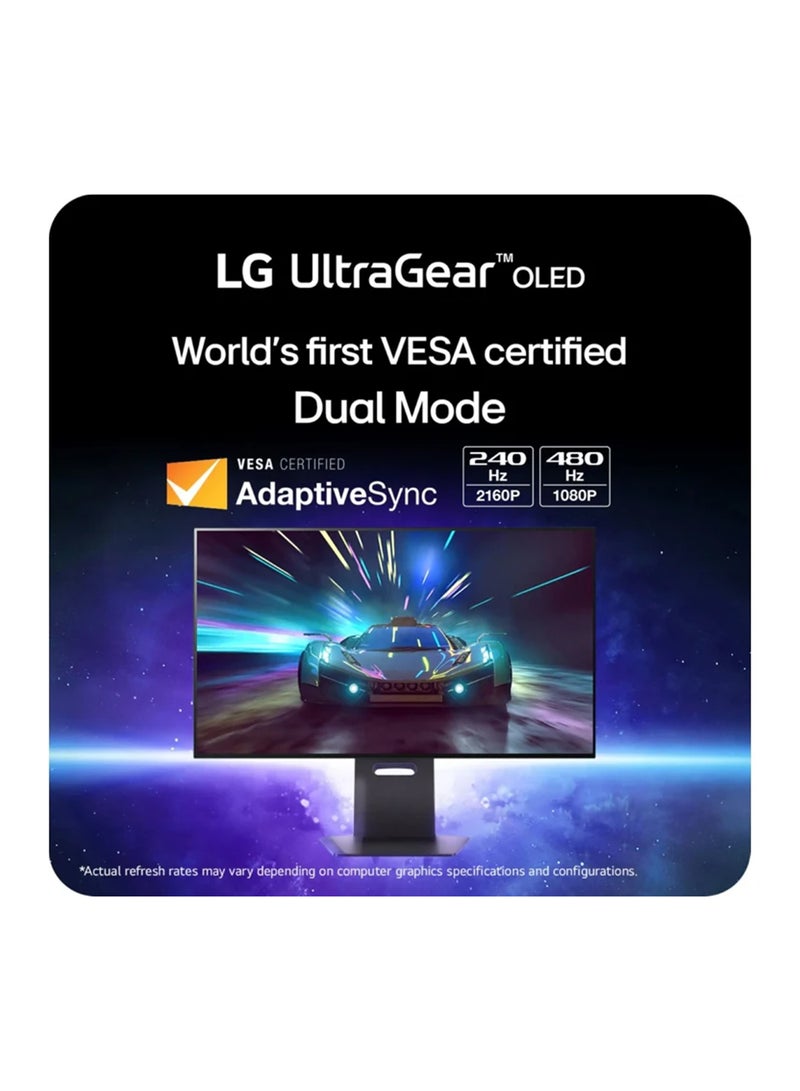 LG - 32 inch Ultragear OLED Gaming Monitor UHD 240Hz 0.03ms DisplayHDR True Black 400 AMD FreeSync Premium Pro NVIDIA G-Sync HDMI 2.1 DisplayPort Tilt/Height/Swivel Stand 32GS95UE Black - Image 1
