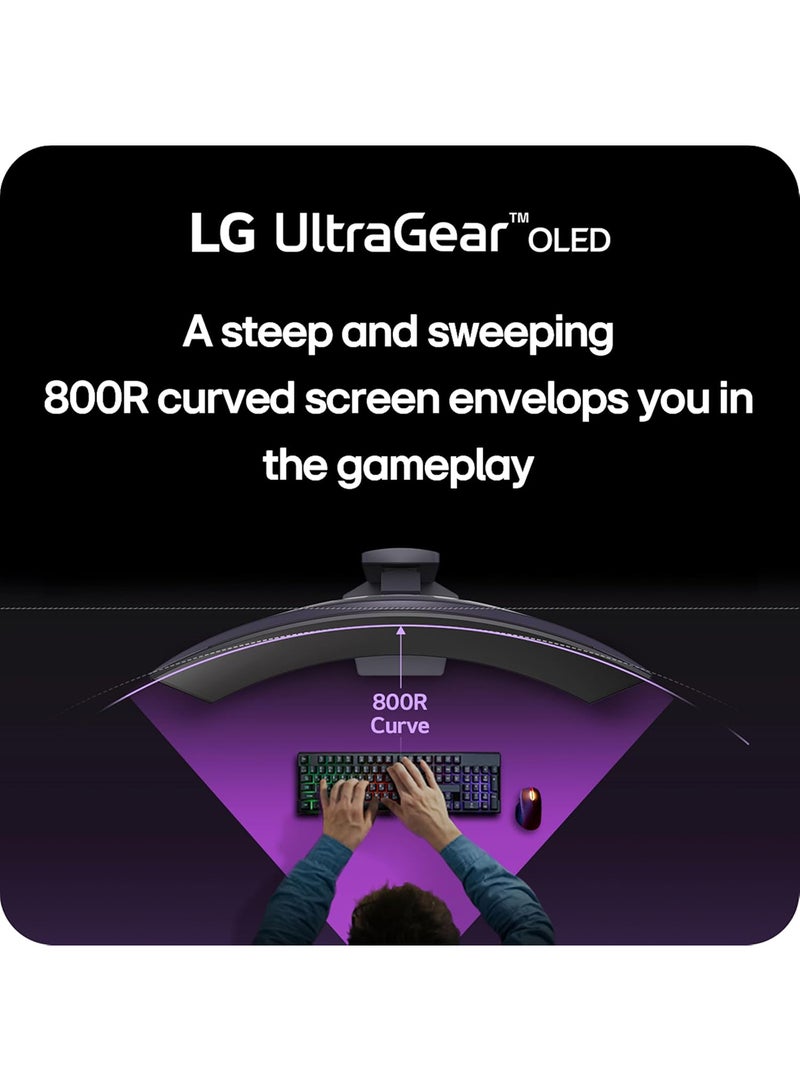 LG - 45 inch Ultragear OLED Curved Gaming Monitor WQHD 800R 240Hz 0.03ms DisplayHDR True Black 400 AMD FreeSync Premium Pro NVIDIA G-Sync HDMI 2.1 DisplayPort Tilt/Height/Swivel Stand 45GS95QE Black - Image 1