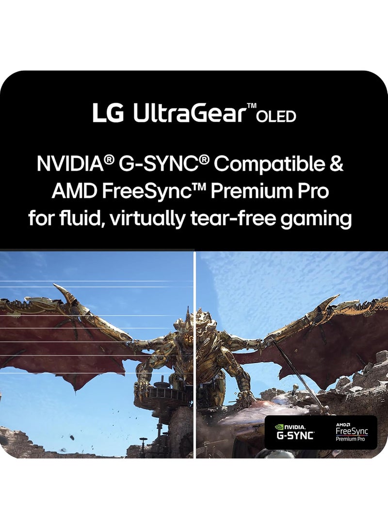 LG - 45 inch Ultragear OLED Curved Gaming Monitor WQHD 800R 240Hz 0.03ms DisplayHDR True Black 400 AMD FreeSync Premium Pro NVIDIA G-Sync HDMI 2.1 DisplayPort Tilt/Height/Swivel Stand 45GS95QE Black - Image 1