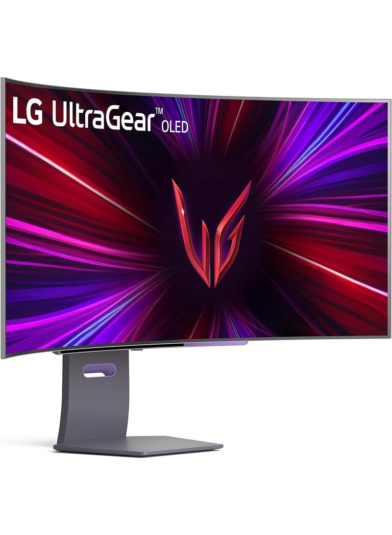 LG - 45 inch Ultragear OLED Curved Gaming Monitor WQHD 800R 240Hz 0.03ms DisplayHDR True Black 400 AMD FreeSync Premium Pro NVIDIA G-Sync HDMI 2.1 DisplayPort Tilt/Height/Swivel Stand 45GS95QE Black - Image 1