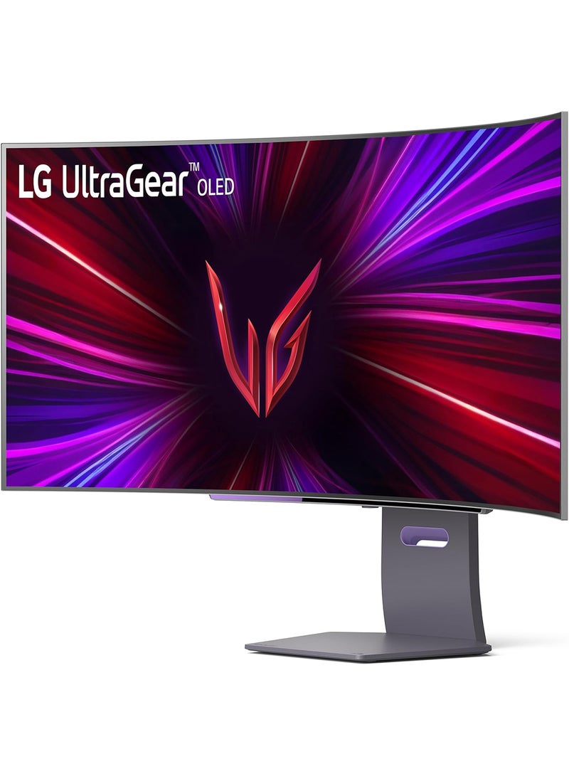 LG - 45 inch Ultragear OLED Curved Gaming Monitor WQHD 800R 240Hz 0.03ms DisplayHDR True Black 400 AMD FreeSync Premium Pro NVIDIA G-Sync HDMI 2.1 DisplayPort Tilt/Height/Swivel Stand 45GS95QE Black - Image 1