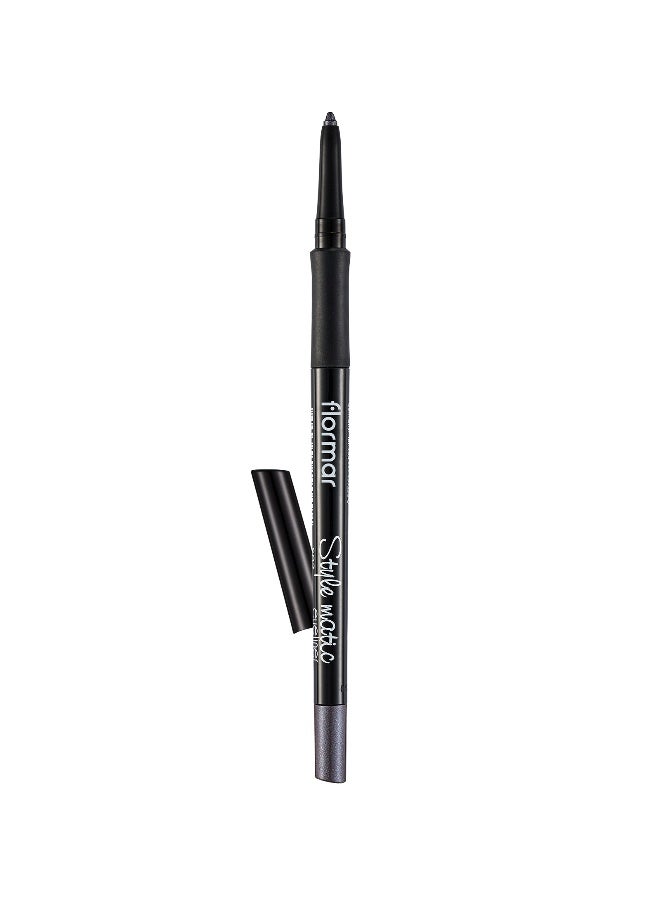 flormar Stylematic Eyeliner – S11 Dark Silver – Twist-Up Waterproof Eye Pencil, High-Pigment Color, Smudge-Resistant, Quick-Setting, Long-Lasting Definition Dark Silver - Image 1