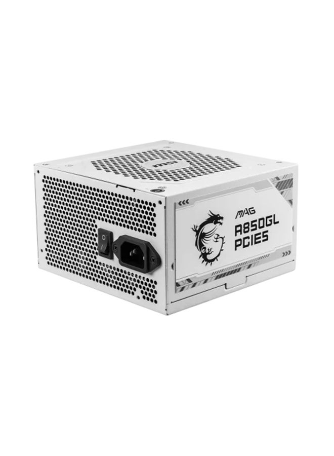 MSI MAG A850GL PCIE5 850W Modular Power Supply, Intel ATX12V Version 3.0, 120mm Cooling Fan, 80 Plus Gold Efficiency Rating, 4 x PCIe 6+2-Pin Connectors, 8 x SATA Connectors, 306-7ZP8A31-CE0 White  - Image 1