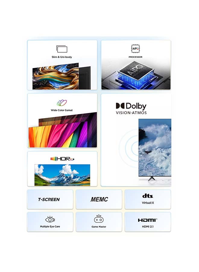 TCL 50 Inch Wide Color Gamut HDR10+ 4K UHD Google TV with Bezel Less Display - 50P755 Black  - Image 2