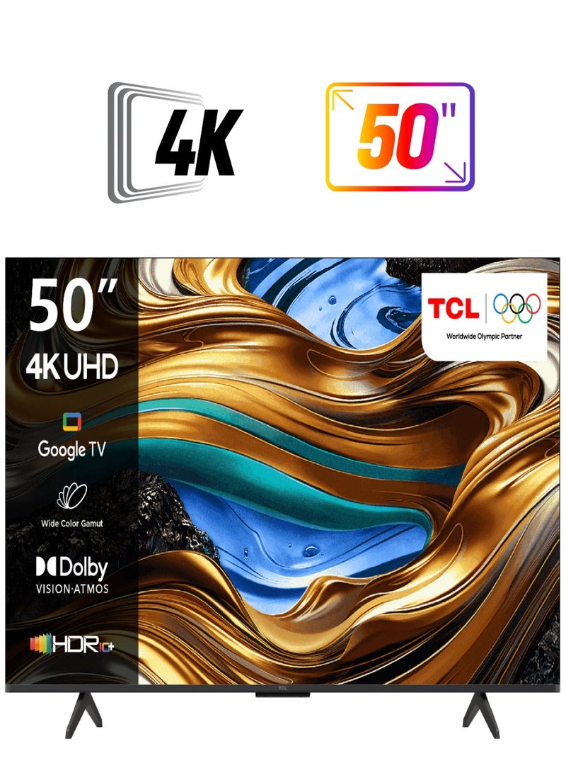 TCL 50 Inch Wide Color Gamut HDR10+ 4K UHD Google TV with Bezel Less Display - 50P755 Black  - Image 1