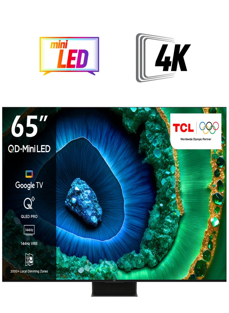 TCL 65 Inch Premium QD-Mini LED 4K Google TV with AMD FreeSync Premium Pro 65C855 Black  - Image 1