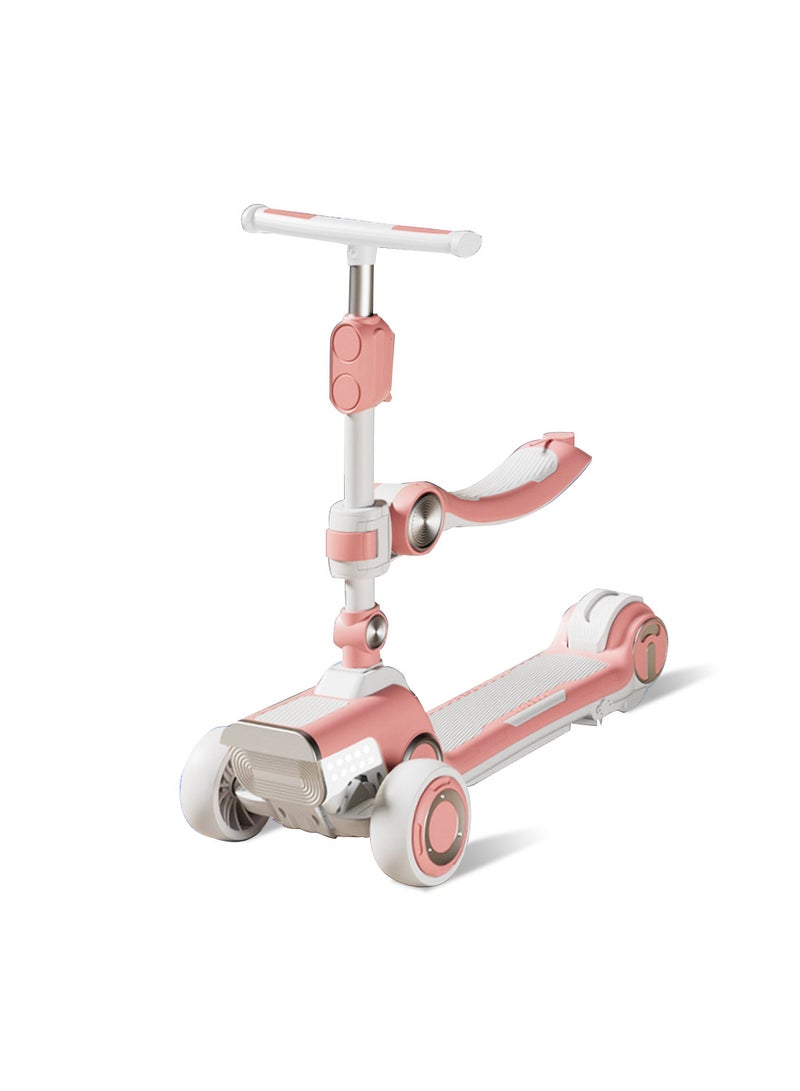 Kidle - 3-In-1 Children'S Electric Scooter Fixed Speed Flash Assist Wheels Detachable Seat Bluetooth Function 3 Seconds Folding Easy To Carry Suitable For 2-14 Years Old Children - Image 1