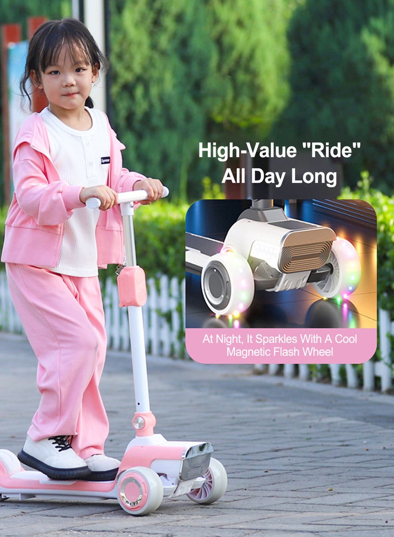 Kidle - 3-In-1 Children'S Electric Scooter Fixed Speed Flash Assist Wheels Detachable Seat Bluetooth Function 3 Seconds Folding Easy To Carry Suitable For 2-14 Years Old Children - Image 1