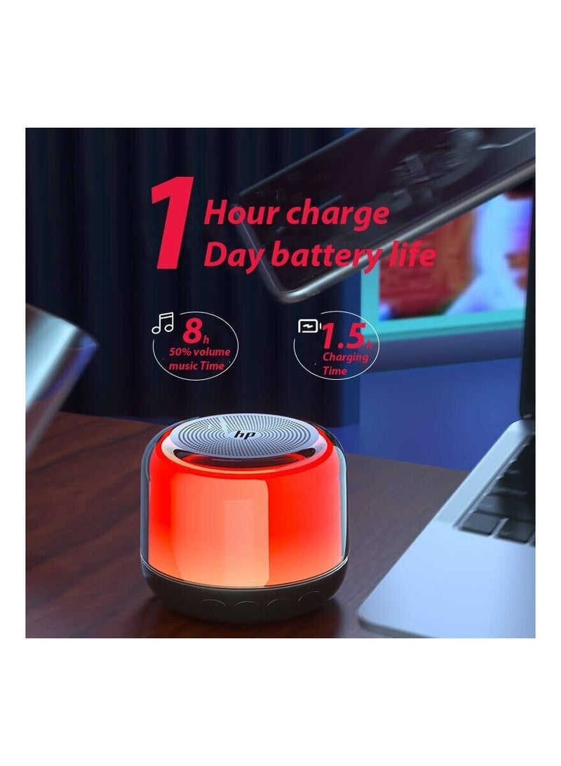 HP - BTS02 Bluetooth Speaker Desktop Speaker Stereo Bass RGB Light TWS Hands-free Call Wireless Speaker Black - Image 1