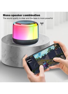 HP BTS02 Bluetooth Speaker Desktop Speaker Stereo Bass RGB Light TWS Hands-free Call Wireless Speaker Black  - Image 2