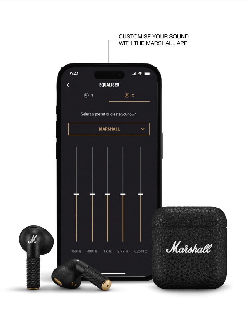 Marshall - Minor IV Bluetooth Earphones - Water Resistant Earphones Bluetooth Wireless Earbuds With 30+ Hours Playtime Black - Image 1