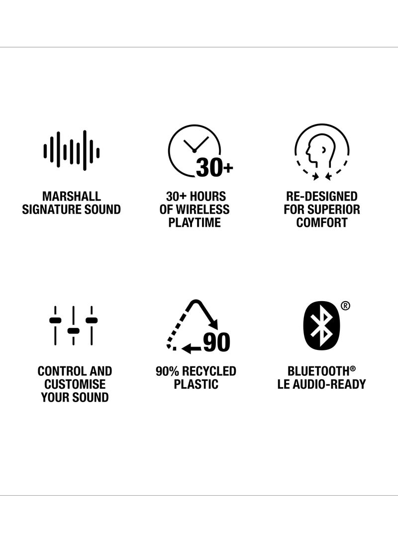 Marshall - Minor IV Bluetooth Earphones - Water Resistant Earphones Bluetooth Wireless Earbuds With 30+ Hours Playtime Black - Image 1