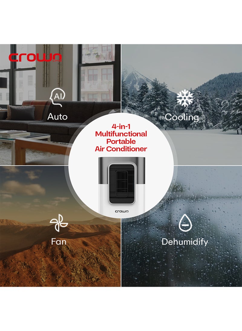 Portable Air Conditioner, 12,000 BTU (1 Ton), 4-in-1 Cooling, Dehumidifier, Fan, Auto Mode, 3 Fan Speeds, Touch Screen, Remote Control, 4H Timer, 18-32°C, 410m³/h Airflow 1350 W PAC-405 White