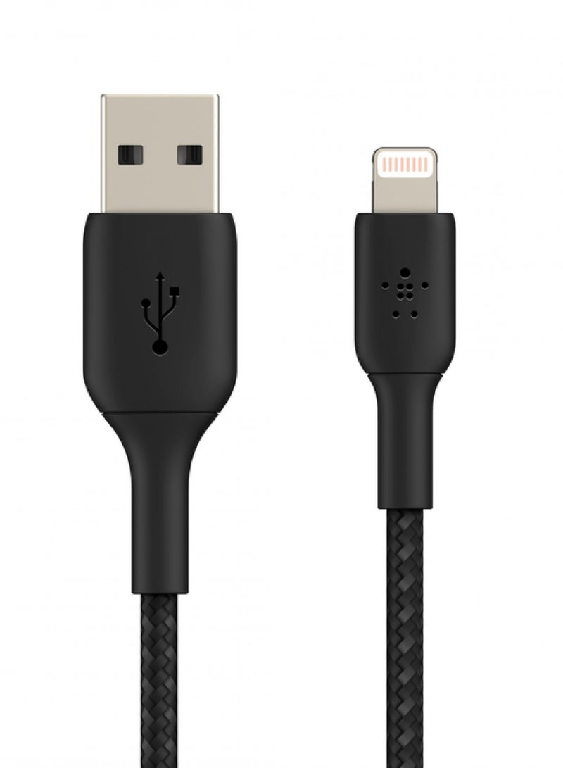 belkin Charging Cable Braided USB to lightning 1m Black - Image 1