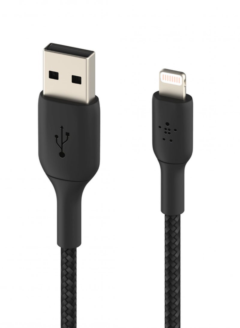 belkin Charging Cable Braided USB to lightning 1m Black - Image 2