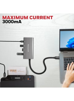 Honeywell Newly Launched Momentum Type C 4 In 1 Hub, 10Gpbs Transfer Speed, 2 Type C & 2 USB 3.2 Gen2 Port, Max Current 3000mA, Easy Plug & Play, Universally Compatible with all Type C Port devices Grey  - Image 4