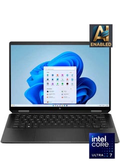 كمبيوتر محمول Spectre X360 14-EU0013DX 2 في 1 بشاشة مقاس 14 بوصة، ومعالج Core Ultra 7-155H/ذاكرة وصول عشوائي سعة 16 جيجابايت/محرك أقراص SSD سعة 1 تيرابايت/بطاقة رسومات Intel ARC/نظام التشغيل Windows 11 Home