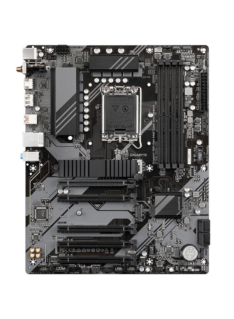 جيجابايت اللوحة الأم B760 DS3H AX LGA 1700 ATX، مجموعة شرائح Intel B760، 4 × DDR5 DIMM، ذاكرة تصل إلى 192 جيجابايت، Wi-Fi 6E AX21، BT 5.3، 1x PCI Ex16، 1x M.2، 1x HDMI، 1x DP، USB Type-C | بي 760 دي اس 3 اتش ايه اكس  - Image 2