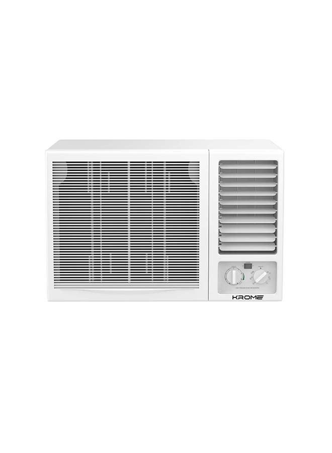 كروم مكيف هواء نافذة 2 طن، 24000 وحدة حرارية بريطانية، غاز R410a، ضاغط دوار، موفر للطاقة، ضوضاء منخفضة، أقصى تبريد، تحكم ميكانيكي، وضع توربو، ضمان لمدة عام - Image 1