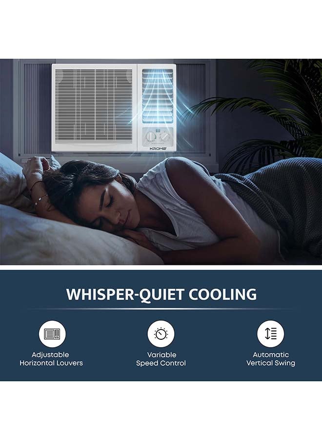 كروم مكيف هواء نافذة 2 طن، 24000 وحدة حرارية بريطانية، غاز R410a، ضاغط دوار، موفر للطاقة، ضوضاء منخفضة، أقصى تبريد، تحكم ميكانيكي، وضع توربو، ضمان لمدة عام - Image 3