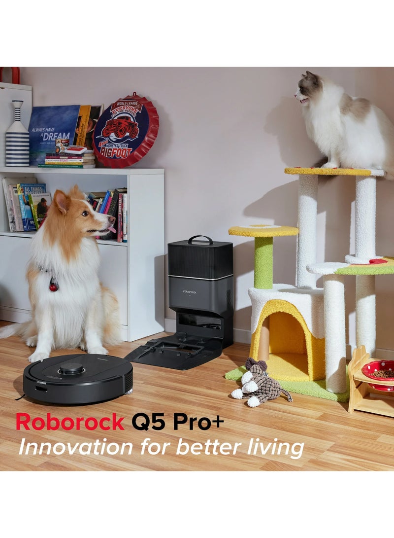 roborock - Robot Vacuum And Mop With Auto-Empty Dock, 770ml Large Dustbin For Pet Hair 2.4 L 60 W Q5 Pro+ Black - Image 1