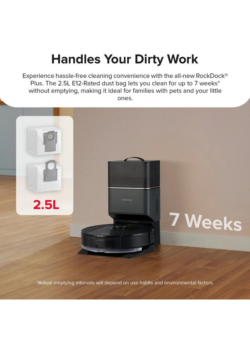 roborock - Robot Vacuum And Mop With Auto-Empty Dock, 770ml Large Dustbin For Pet Hair 2.4 L 60 W Q5 Pro+ Black - Image 1