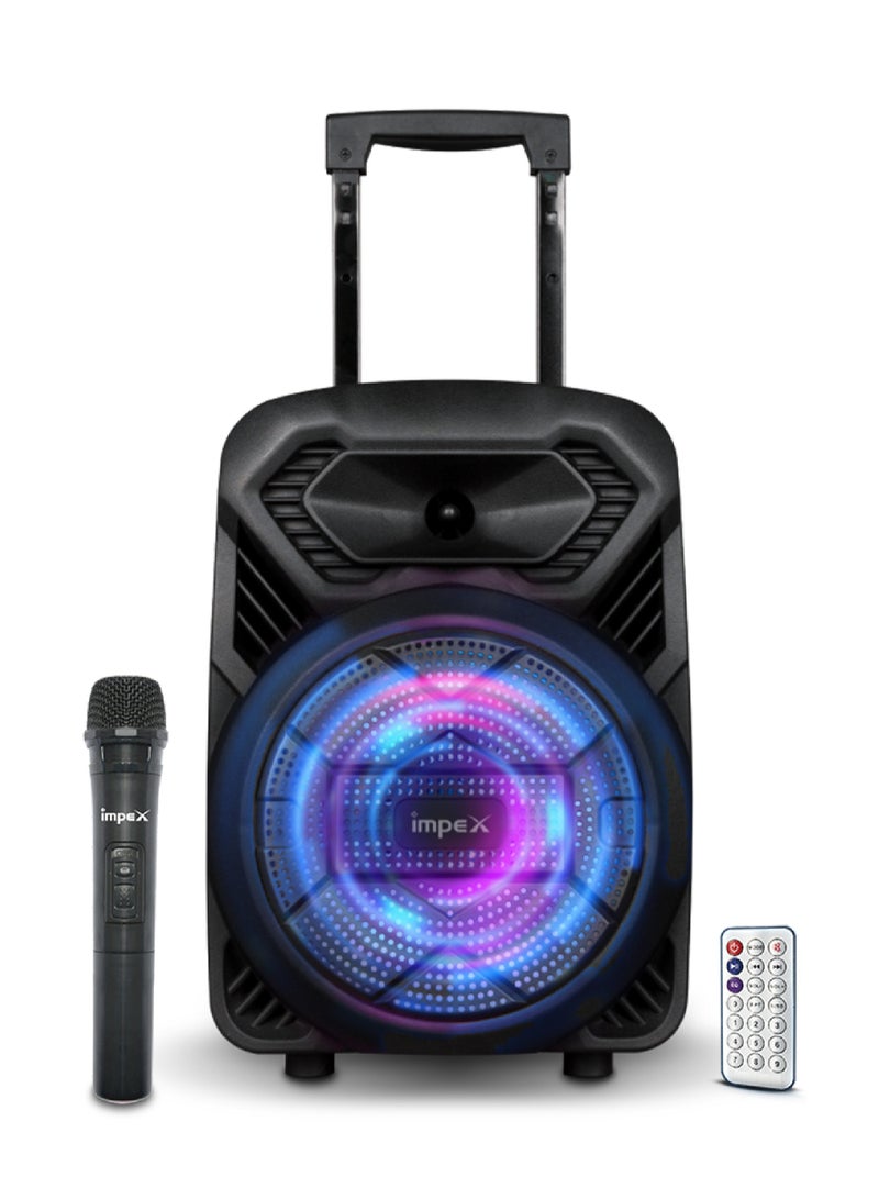 Impex Portable Trolley Speaker 800W(PMPO) With Wireless Mic And Remote Control, Rechargeable 2400mAh Battery, LED DJ Light Party Bluetooth Speaker, FM\USB\TF\BT\TWS,2 Years Warranty Black  - Image 1
