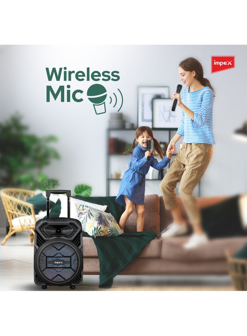 Impex Portable Trolley Speaker 800W(PMPO) With Wireless Mic And Remote Control, Rechargeable 2400mAh Battery, LED DJ Light Party Bluetooth Speaker, FM\USB\TF\BT\TWS,2 Years Warranty Black  - Image 5