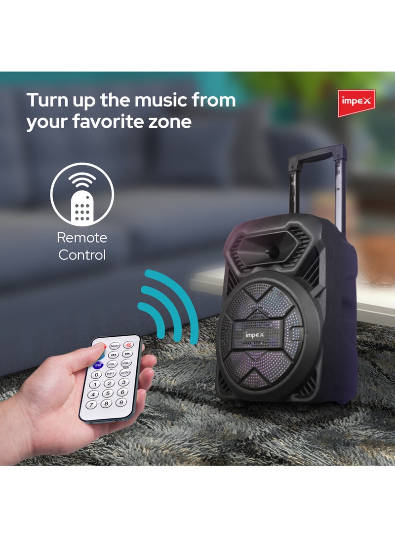 Impex Portable Trolley Speaker 800W(PMPO) With Wireless Mic And Remote Control, Rechargeable 2400mAh Battery, LED DJ Light Party Bluetooth Speaker, FM\USB\TF\BT\TWS,2 Years Warranty Black  - Image 3