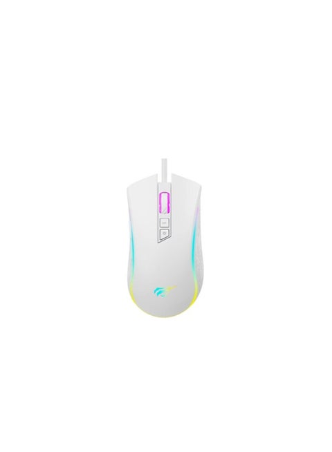 MS1034 RGB Backlit Programmable Gaming Mouse, A725F chip, 7 Buttons, White | HVMS-MS1034-WHM