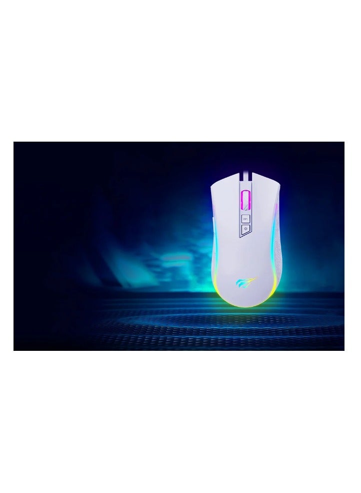 havit - MS1034 RGB Backlit Programmable Gaming Mouse, A725F chip, 7 Buttons, White | HVMS-MS1034-WHM - Image 1