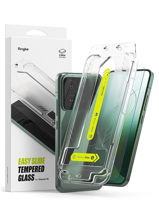 Ringke Tempered Glass [Easy Slide] Compatible with Xiaomi 14 Screen Protector, Case Friendly Shatterproof Premium 9H Hardness, Easy to Install - 2 Pack Clear - Image 1