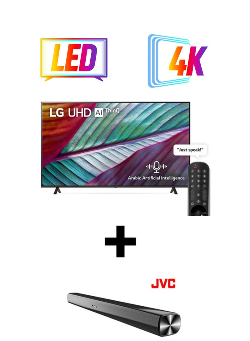LG 55 inch 4K UHD TV With AI ThinQ, Dolby Vision, HDR10 With 2.0 Channel 600 Watts Soundbar, Bluetooth, USB, FM Radio 55UR78006LL+SOUNDBAR Black 55UR78006LL+SOUNDBAR Black  - Image 1