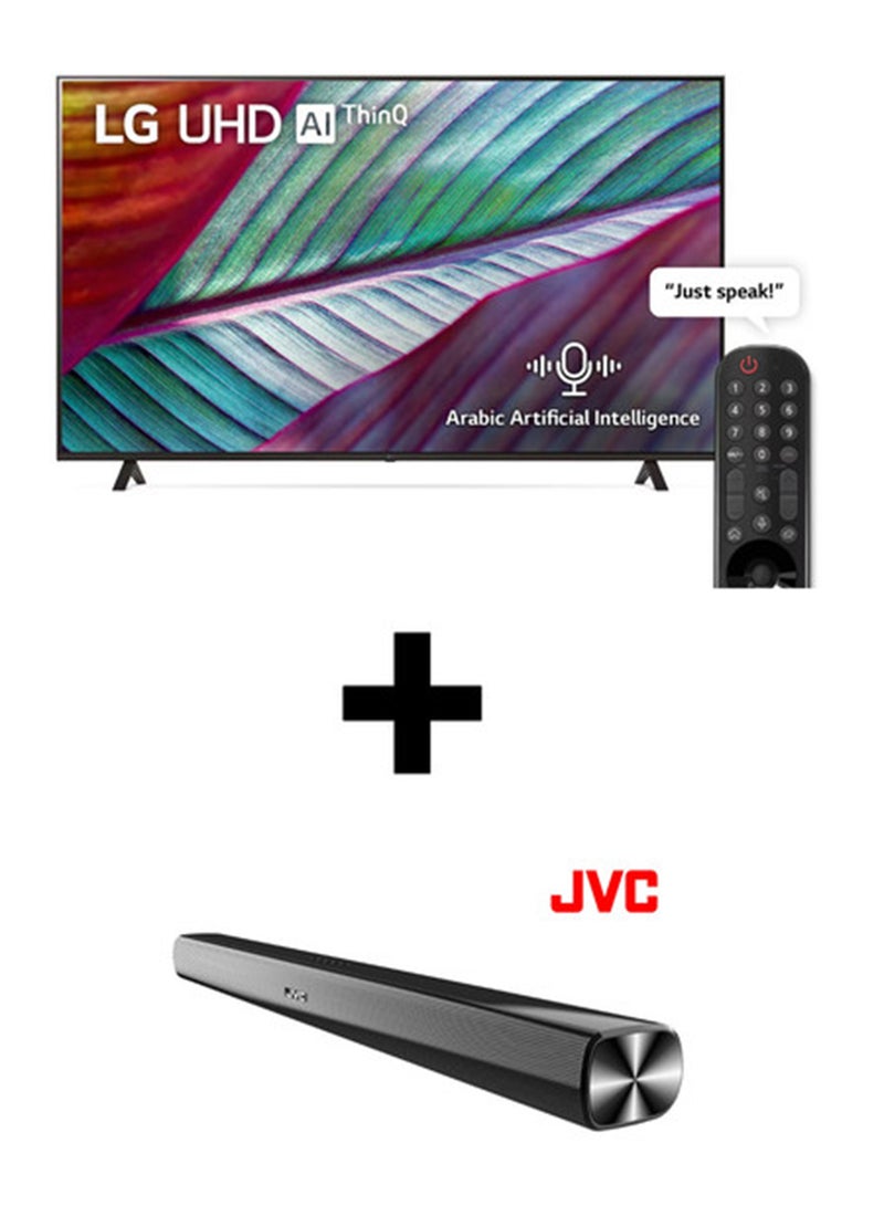 LG 75 inch 4K UHD TV With AI ThinQ, Dolby Vision, HDR10 With 2.0 Channel 600 Watts Soundbar, Bluetooth, USB, FM Radio 75UR78006LL+SOUNDBAR Black 75UR78006LL+SOUNDBAR Black - Image 1