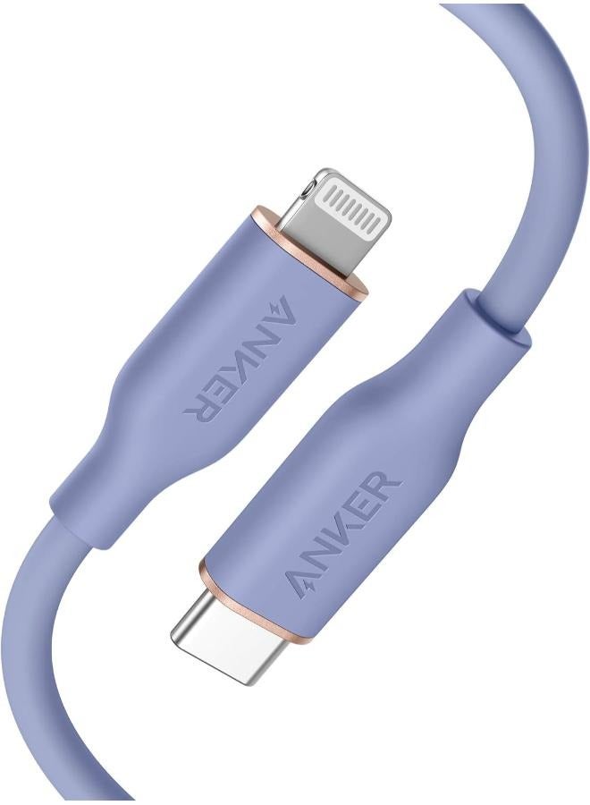 آنكر Anker USB-C to Lightning Cable, 641 Cable (Purple, 3ft - 0.9m), MFi Certified, Powerline III Flow Silicone Fast Charging Cable for iPhone 13 13 Pro 12 11 X XS XR 8 Plus (Charger Not Included) Purple  - Image 1
