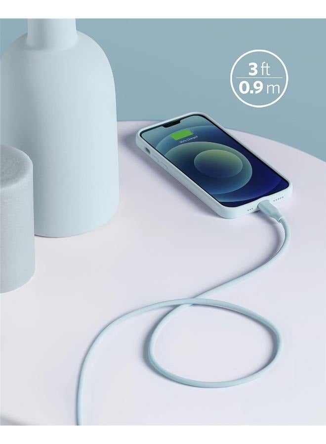 Anker USB-C to Lightning Cable, 641 Cable (Misty Blue, 3ft -0.9m ), MFi Certified, Powerline III Flow Silicone Fast Charging Cable for iPhone 13 13 Pro 12 11 X XS XR 8 Plus (Charger Not Included) Blue