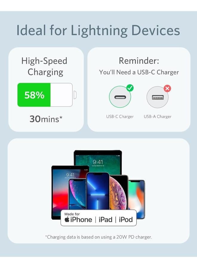 Anker USB-C to Lightning Cable, 641 Cable (Misty Blue, 3ft -0.9m ), MFi Certified, Powerline III Flow Silicone Fast Charging Cable for iPhone 13 13 Pro 12 11 X XS XR 8 Plus (Charger Not Included) Blue