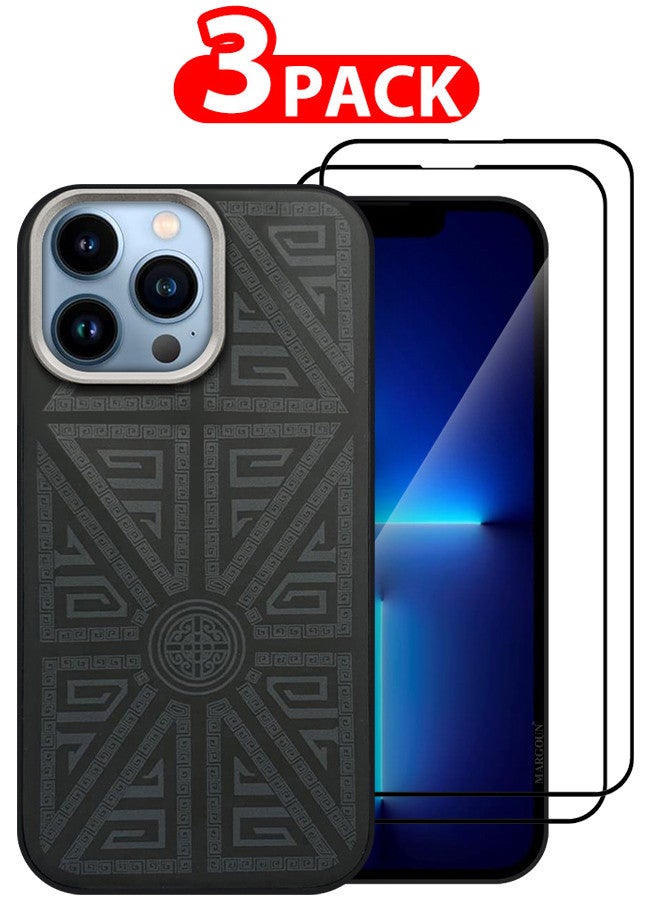 MARGOUN For iPhone 13 Pro Max 3 Pack Case And 2 Screen Protectors Carbon Fiber Made Slim And Light Shockproof Phone Cover Military-Grade Protection MIX3  - Image 1