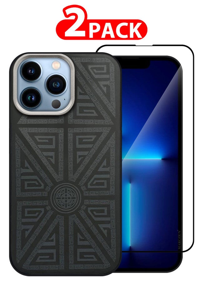 MARGOUN For iPhone 13 Pro Max 2 Pack Case And Screen Protector Carbon Fiber Made Slim And Light Shockproof Phone Cover Military-Grade Protection MIX3  - Image 1