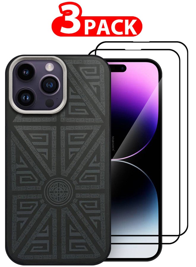 MARGOUN For iPhone 14 Pro Max 3 Pack Case And 2 Screen Protectors Carbon Fiber Made Slim And Light Shockproof Phone Cover Military-Grade Protection MIX3  - Image 1