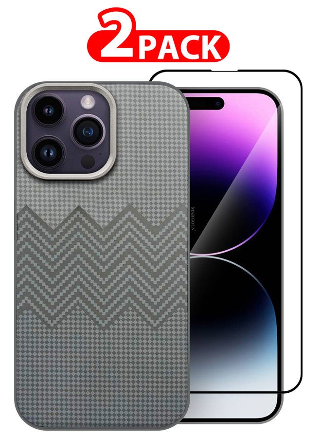 MARGOUN For iPhone 14 Pro Max 2 Pack Case And Screen Protector Carbon Fiber Made Slim And Light Shockproof Phone Cover Military-Grade Protection MIX5  - Image 1