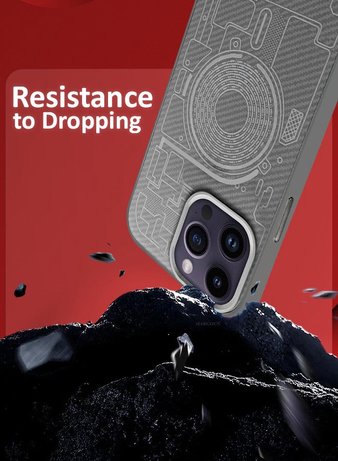 مارجون غطاء آيفون 14 برو ماكس مصنوع من ألياف الكربون نحيف وخفيف مقاوم للصدمات حماية من الدرجة العسكرية - Image 3