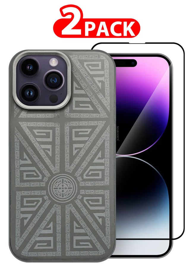 MARGOUN For iPhone 14 Pro Max 2 Pack Case And Screen Protector Carbon Fiber Made Slim And Light Shockproof Phone Cover Military-Grade Protection MIX6  - Image 1