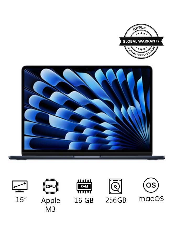 Apple Customized Macbook Air 15-Inch Display, M3 chip with 8-core CPU and 10-core GPU/16GB RAM/256GB SSD/macOS English Midnight - Image 1