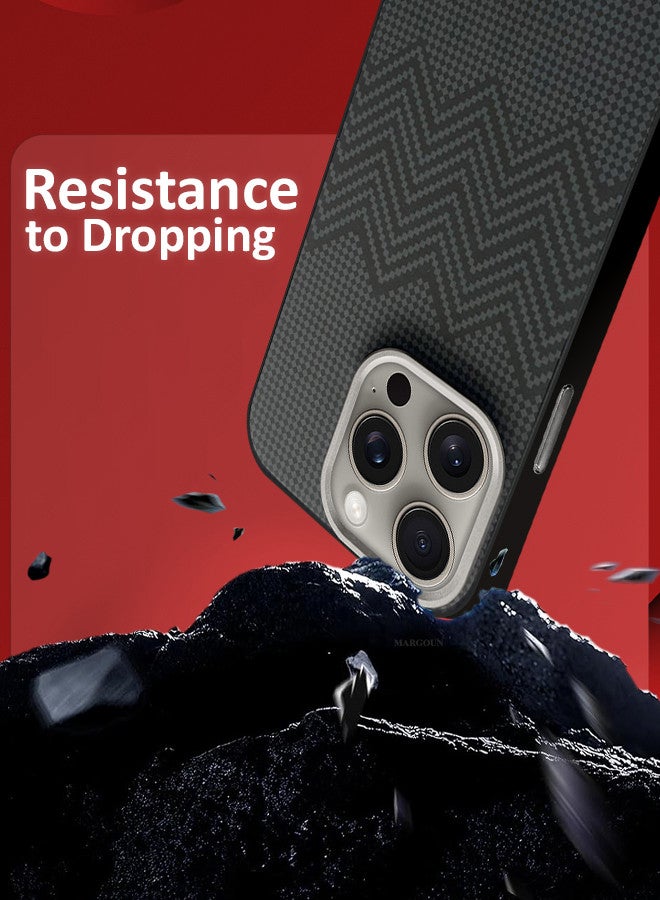 MARGOUN For iPhone 15 Pro Case Carbon Fiber Made Slim And Light Shockproof Phone Cover Military-Grade Protection MIX2 - Image 3