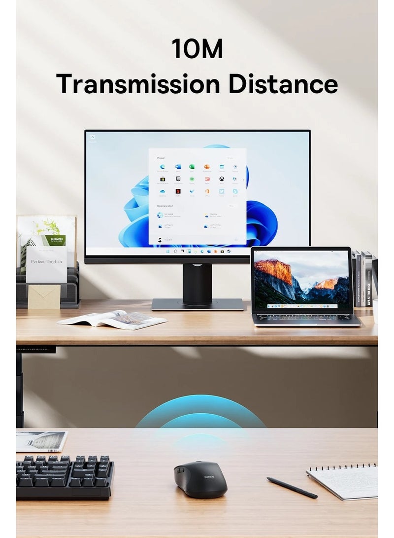 Wireless Bluetooth Mouse, Ergonomic Mouse Bluetooth 5.2 & USB 2.4G, Ultra-fast Scrolling, 5 Adjustable DPI Precise Smooth Tracking, Silent Cordless Mouse for PC/Laptop/Tablet/Computer/Smart TV White