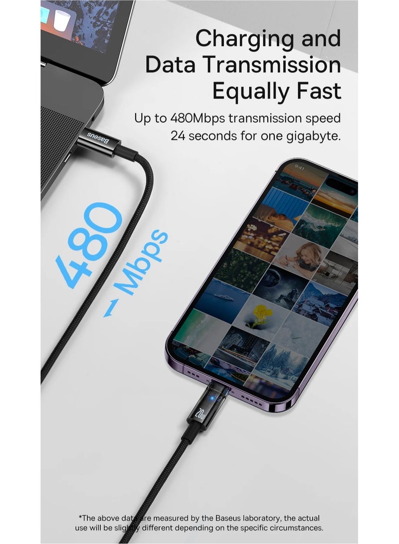 USB-C To Lightning Cable (1m), 20W Transparent Data Cable PD Charger Auto Power Off, Nylon Braided iPhone Cable With High-Speed Data Transfer For iPhone 14 13 12 11 Pro Max, XS X 8 7 6, iPad Blue