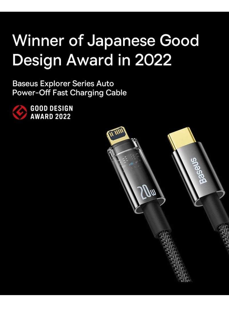 Baseus USB-C To Lightning Cable (1m), 20W Transparent Data Cable PD Charger Auto Power Off, Nylon Braided iPhone Cable With High-Speed Data Transfer For iPhone 14 13 12 11 Pro Max, XS X 8 7 6, iPad Blue  - Image 4