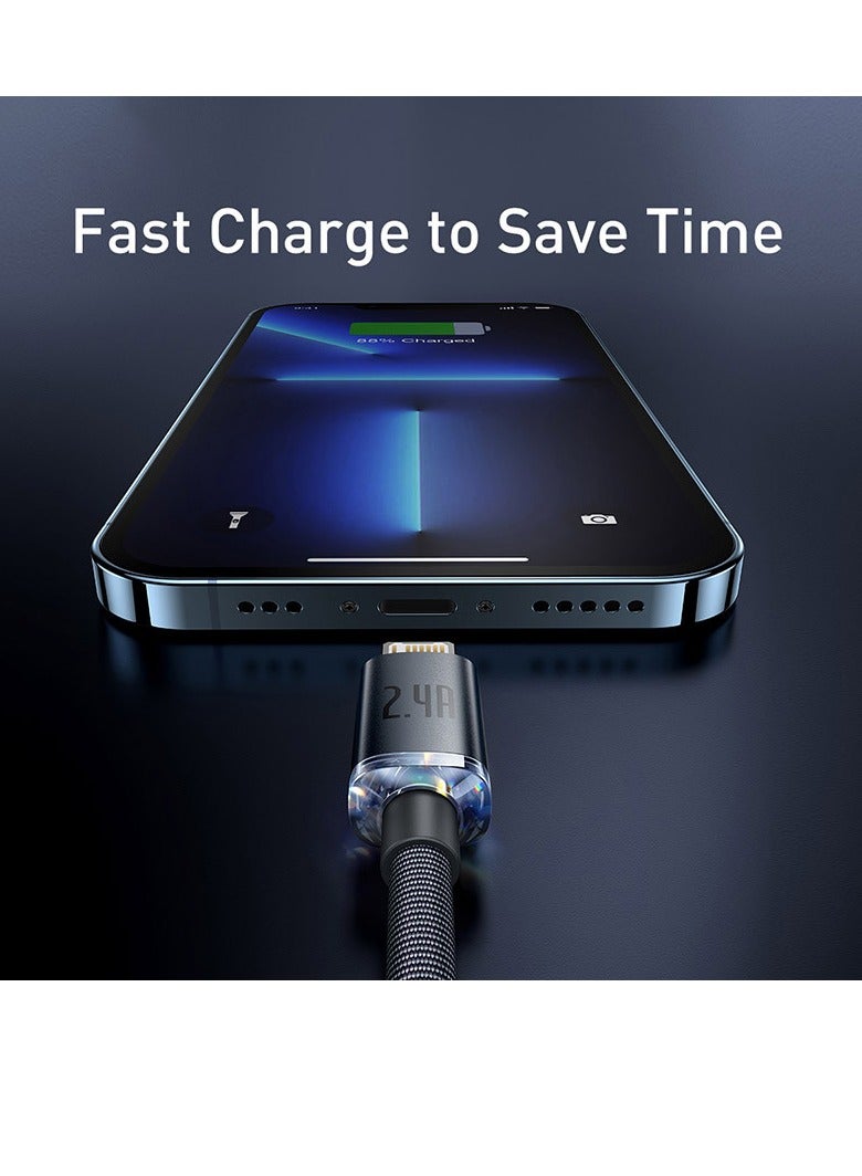 Baseus iPhone Cable (1.2m) Nylon braided Lightning Cable iPhone Charger Cable USB A to Lightning Cable Fast Charging for iPhone 14/14 Pro/14 Plus/14 Pro Max, iPhone 13-8 All Series Black - Image 2